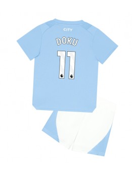 Otroški Nogometna dresi replika Manchester City Jeremy Doku #11 Domači 2023-24 Kratek rokav (+ hlače)